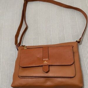 Fossil Tan Leather Crossbody Bag
